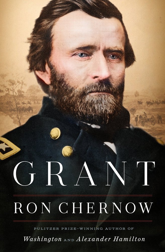 The cover shows a portrait of President Grant in his Union general's uniform, with a faded beige-toned battlefield landscape in the background.