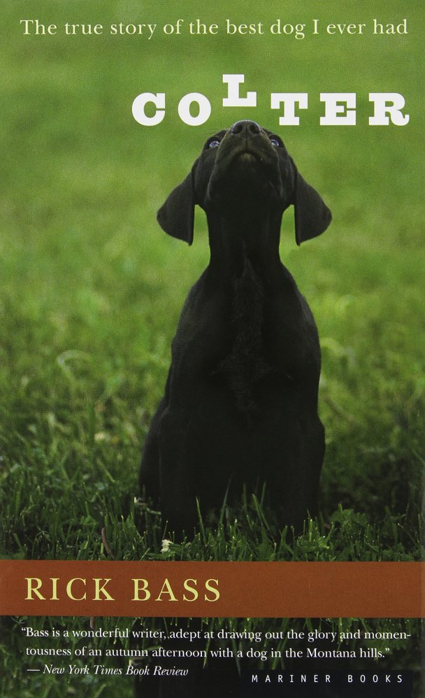 The book cover photograph shows a black, blue-eyed, short-haired dog seated with his nose in the air, on a field of lush, bright green grass.