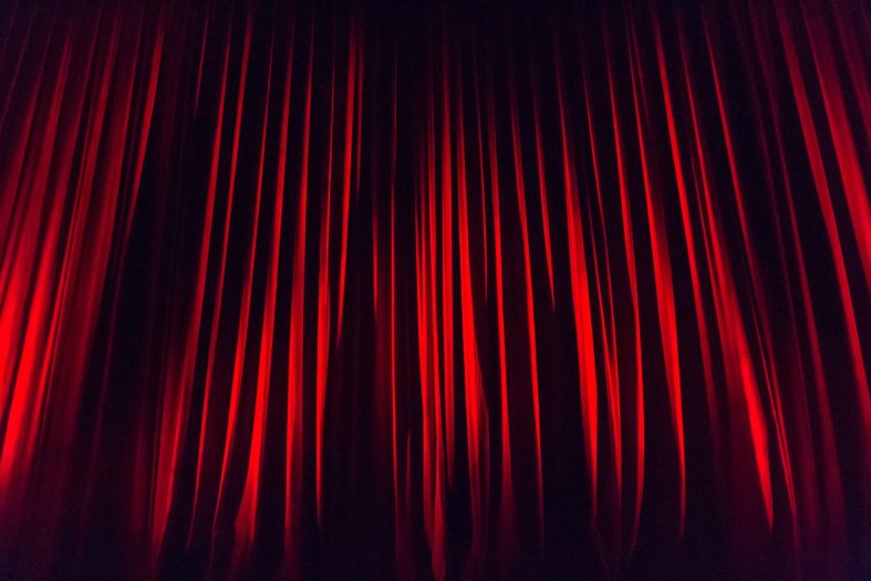 Deep read theater curtain