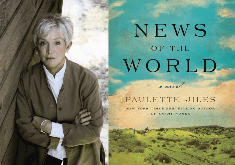 A picture of the author in weathered, natural tones appears to the left of the book cover: which shows blue sky above scrubby green hills.