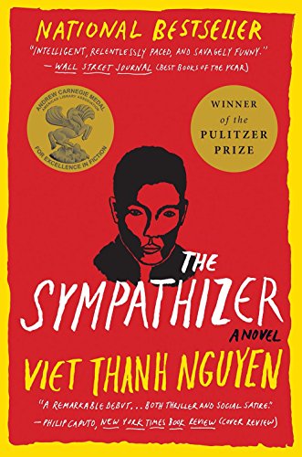 A red cover with a yellow border features an illustration of a Vietnamese man's face. Includes award stickers for the Pulitzer Prize and the Andrew Carnegie Medal for Excellence in Literature 