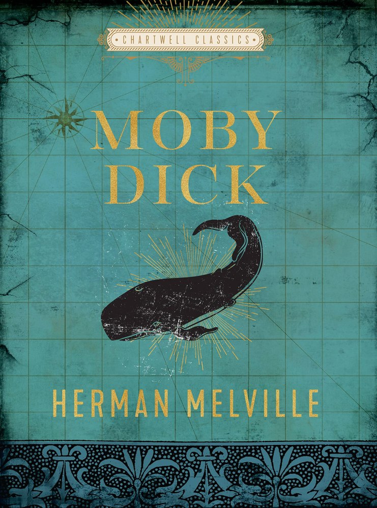 Cover features the suggestions of an old map, a decorative border, and an illustration of a large whale in the center between the title and the author.