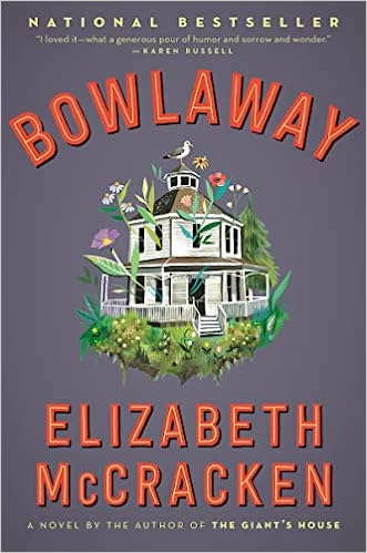 The book cover shows a Victorian-era white house with a wide front porch, surrounded by flowers and greenery, with some growing out of the windows. A seagull perches on the cupola at the very top.