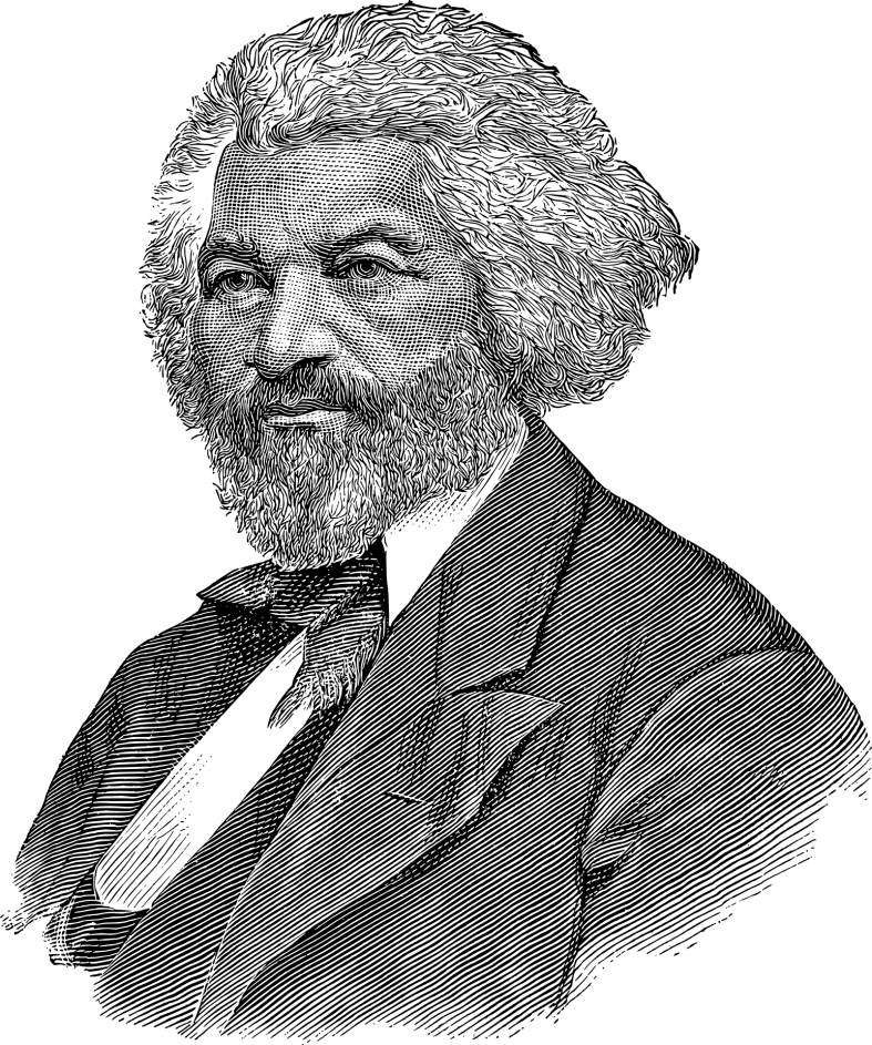 Fine-line black and white print of Frederick Douglass