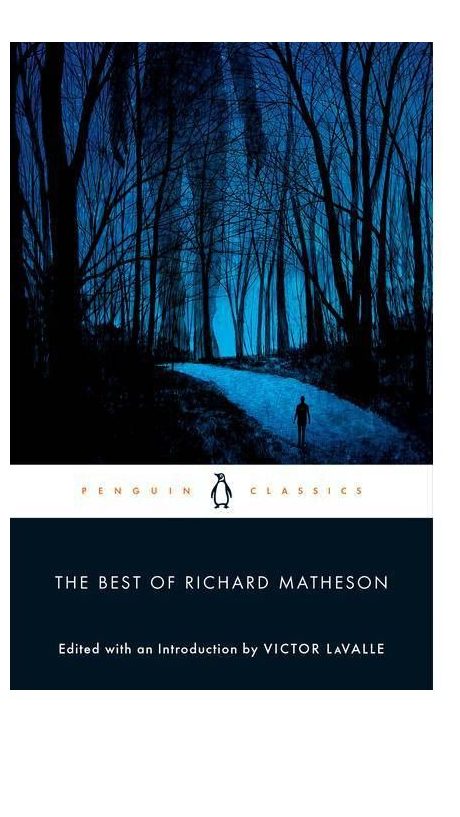 A moody blue and black cover shows a solitary figure walking a road through a night time forest.