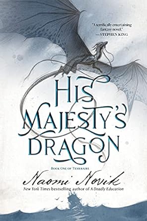 The book cover shows a grey-blue dragon flying against a white, cloudy sky, with a blue sea and a sailing ship beneath it.