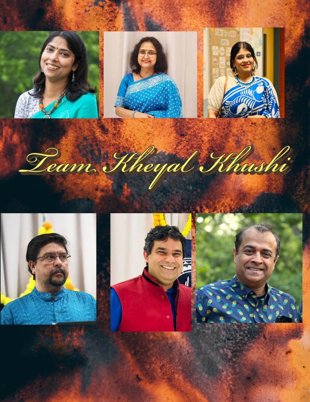 A set of six portraits, with Team Kheyal Khushi in script.