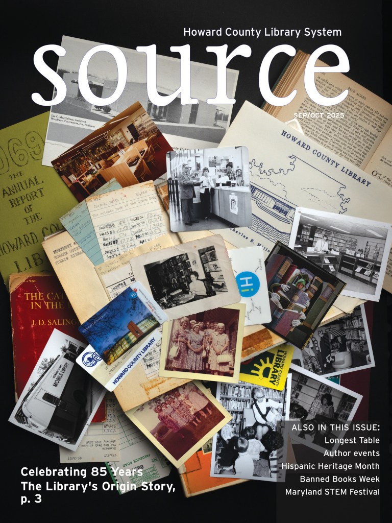 The cover of the September-October issue of source, which features a collage of library memorabilia and old cards.