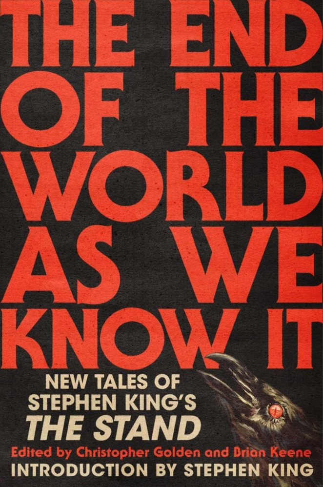 The book cover has a raven with a reddish-orange eye in the lower right corner, with its open beak extended up and looking directly at the viewer.